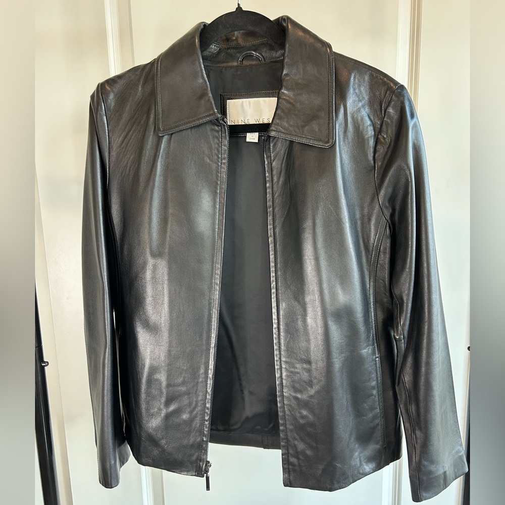 Nine West Classic Black Leather Jacket